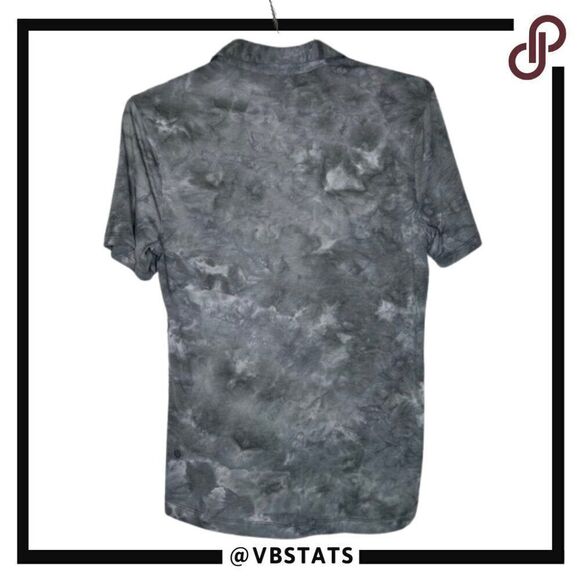 Lululemon Cloud Gray Graphic Athleisure Snap Button Polo in Size Small - Picture 2 of 6